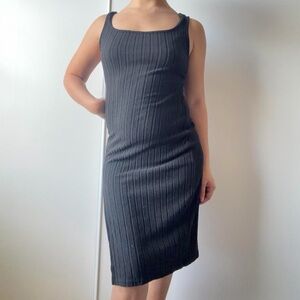 SHEIN Black Ribbed Midi Dress